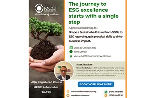 The MCCI Business School Opens Registrations for its ESG & Sustainability Masterclass