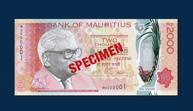The Bank of Mauritius issues new Rs. 2,000 denomination bank notes