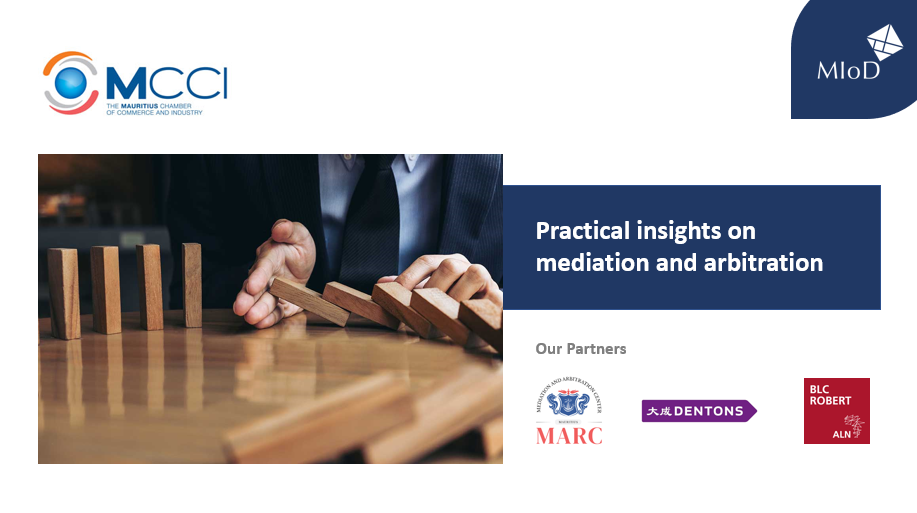 MCCI-MIoD : Webinaire sur la médiation et l’arbitrage